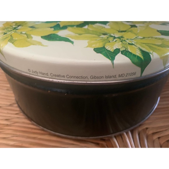 Yellow Poinsettia Vintage Cookie Tin // Judy Hand Creative Connection - Picture 2 of 7